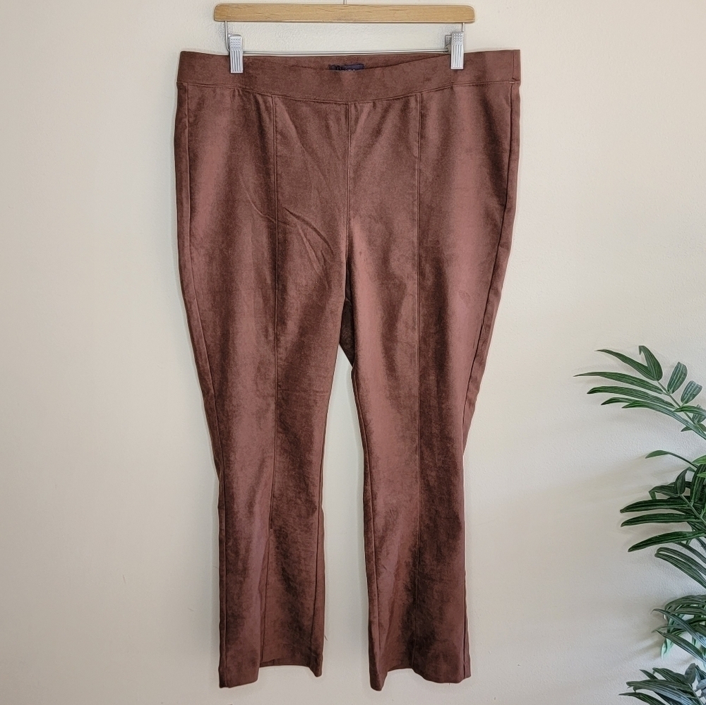 NWT NYDJ | Brown Faux Suede Pull-on Bootcut Cropped Pants